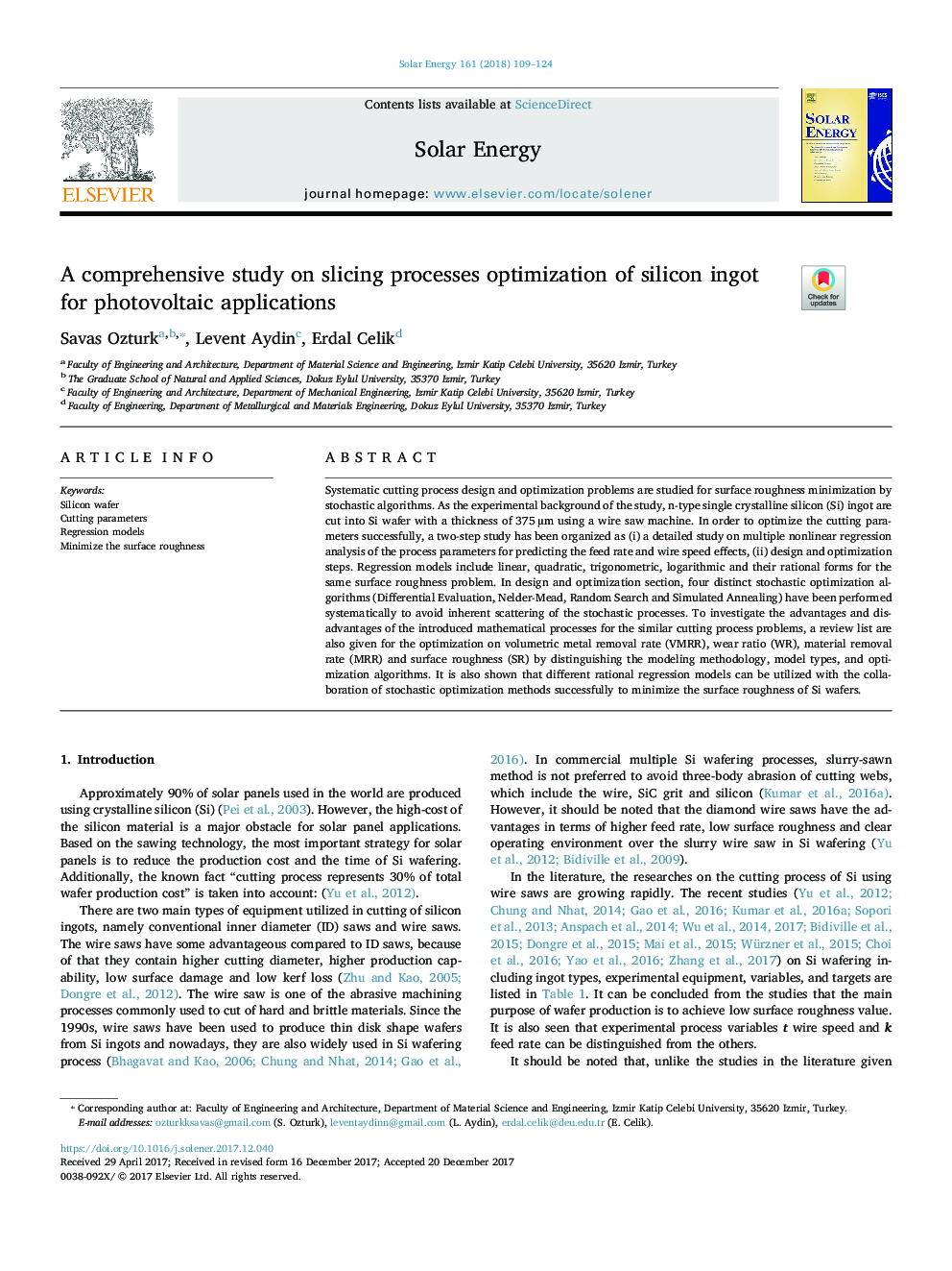 A comprehensive study on slicing processes optimization of silicon ingot for photovoltaic applications