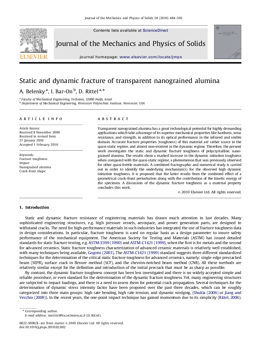 Static and dynamic fracture of transparent nanograined alumina