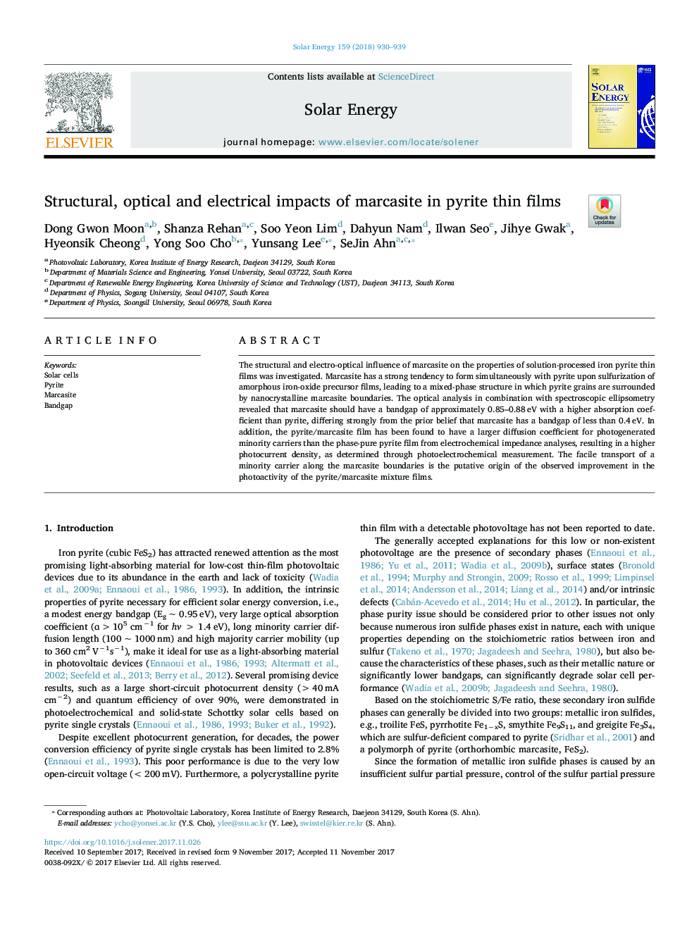 Structural, optical and electrical impacts of marcasite in pyrite thin films