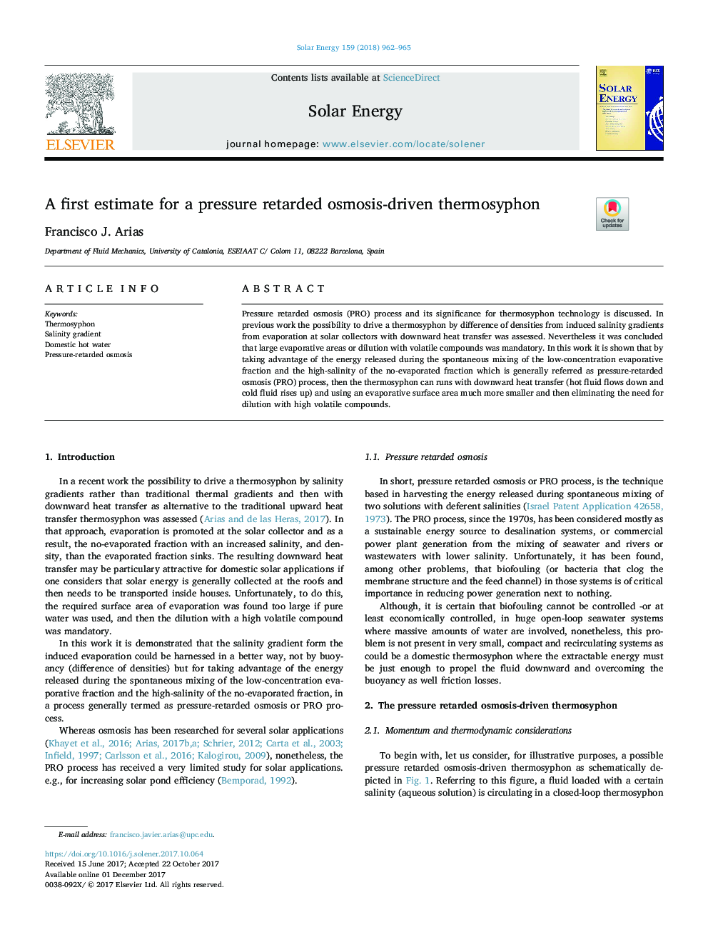 A first estimate for a pressure retarded osmosis-driven thermosyphon