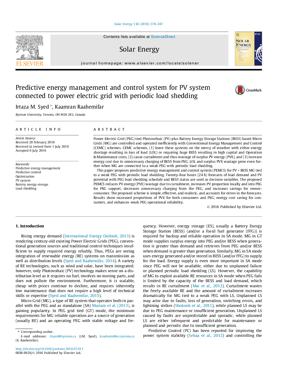 Predictive energy management and control system for PV system connected to power electric grid with periodic load shedding