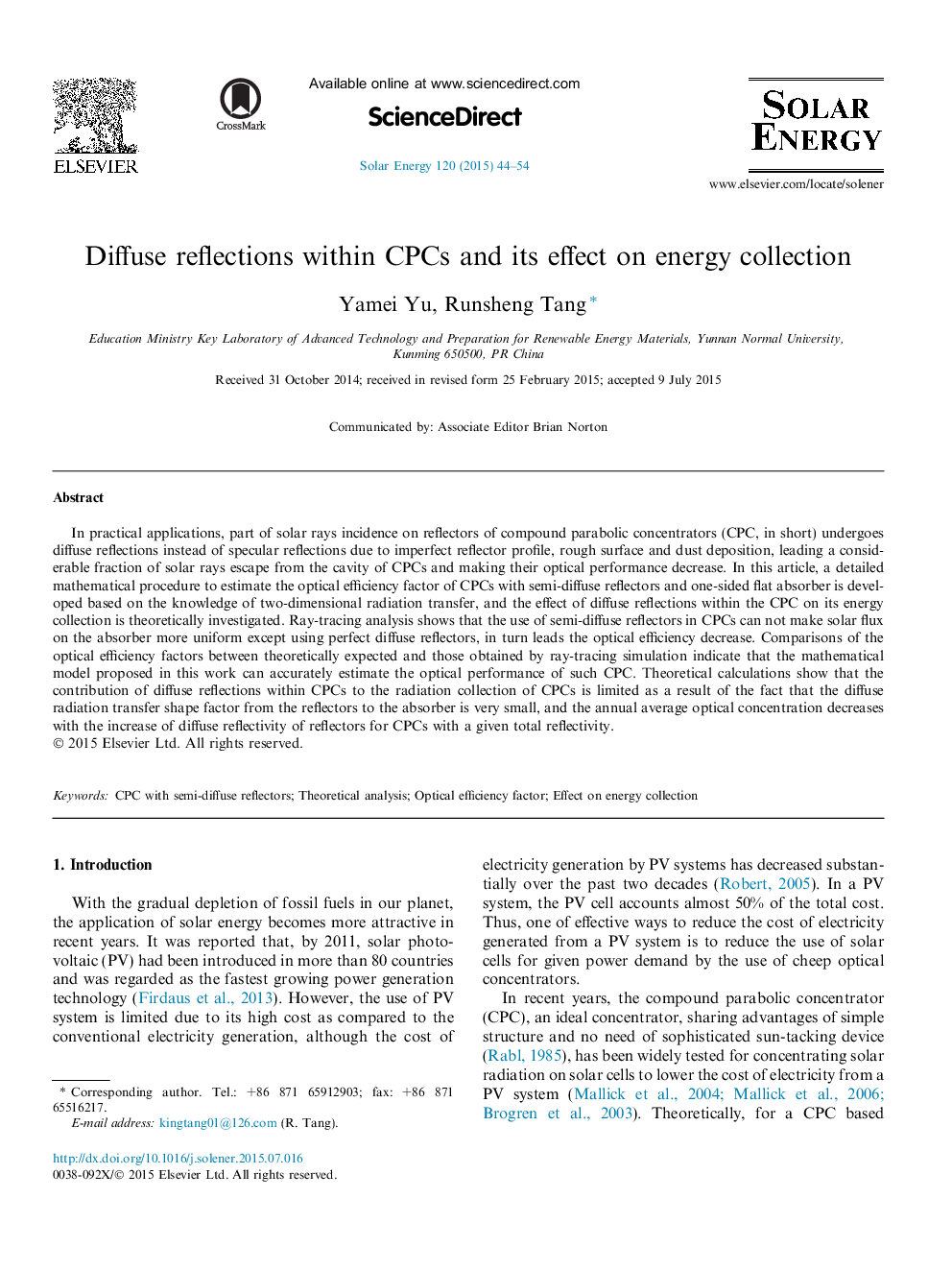 Diffuse reflections within CPCs and its effect on energy collection