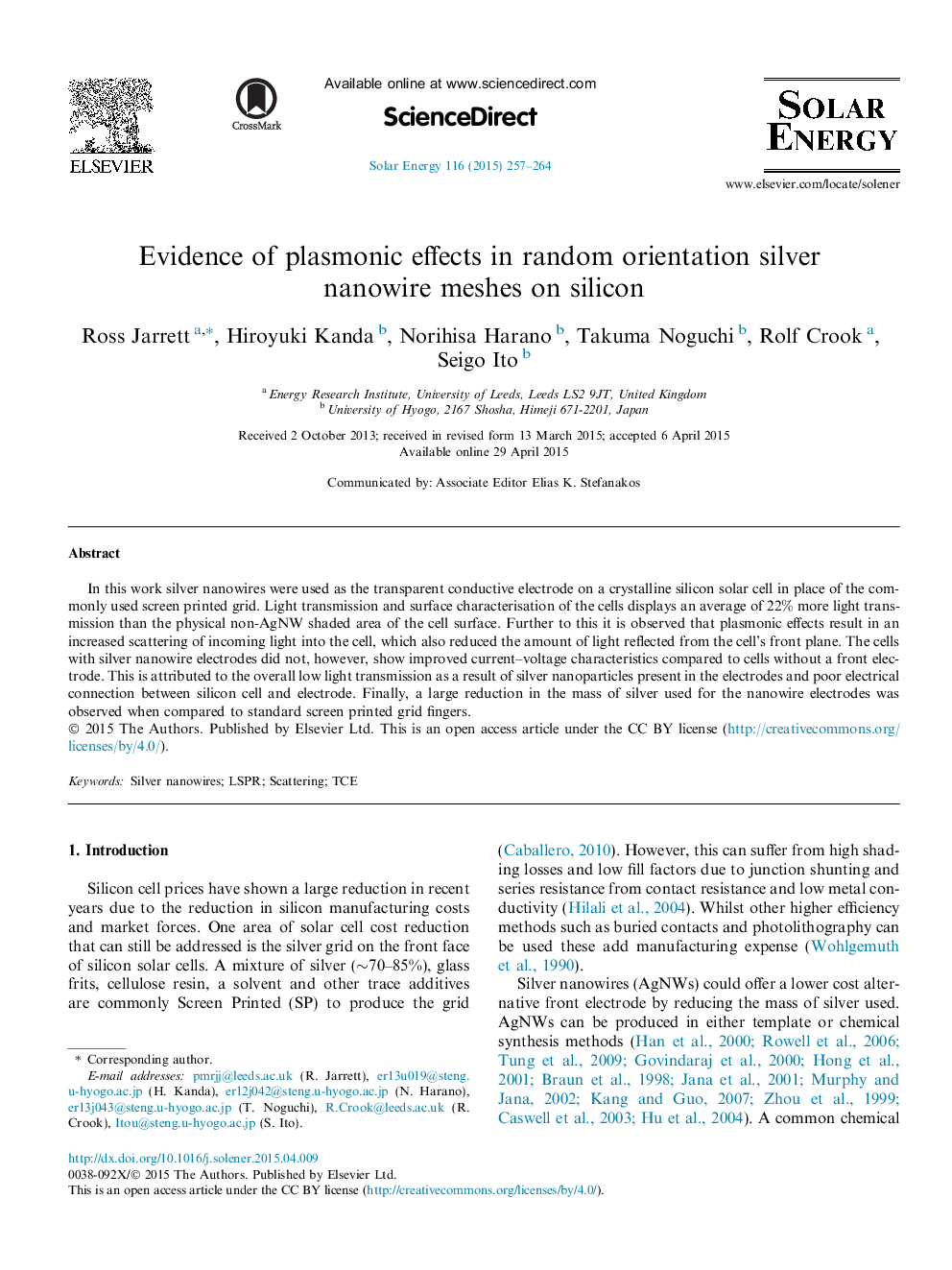 Evidence of plasmonic effects in random orientation silver nanowire meshes on silicon