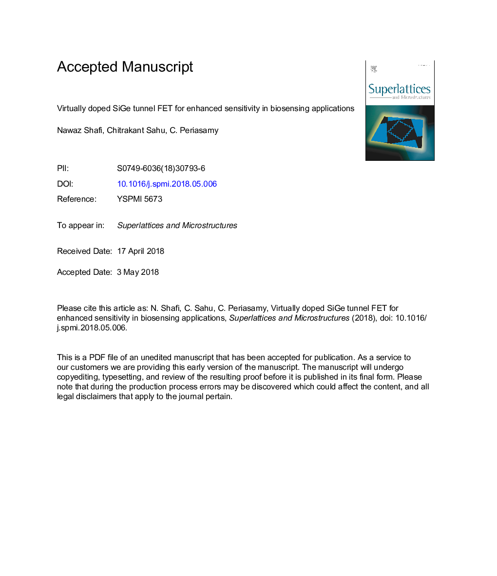 Virtually doped SiGe tunnel FET for enhanced sensitivity in biosensing applications