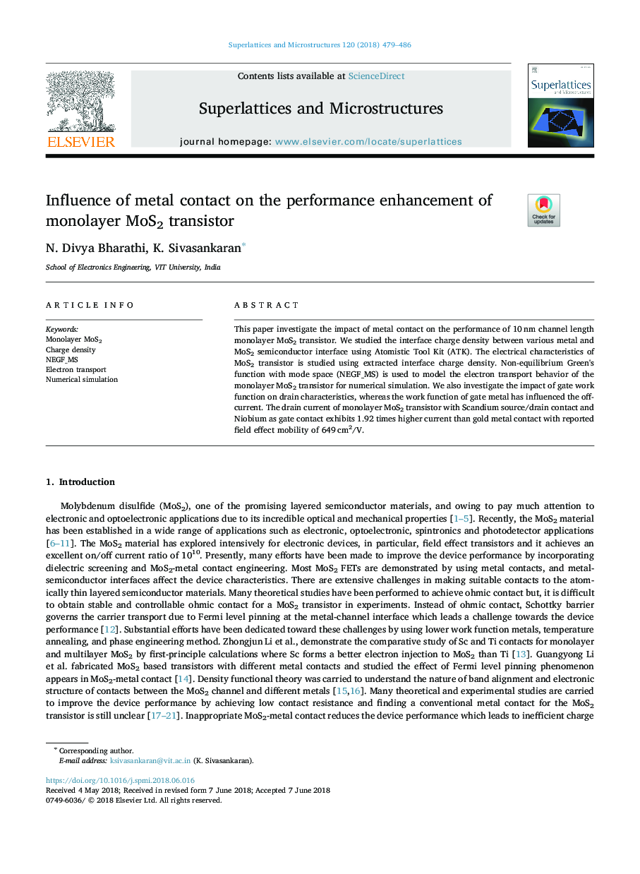 Influence of metal contact on the performance enhancement of monolayer MoS2 transistor