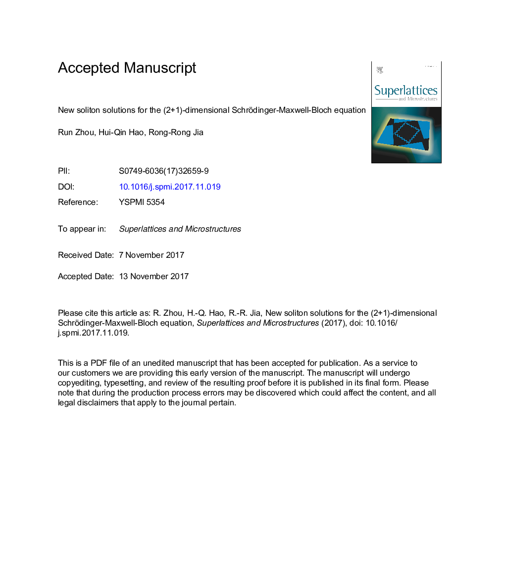 New soliton solutions for the (2+1)-dimensional Schrödinger-Maxwell-Bloch equation