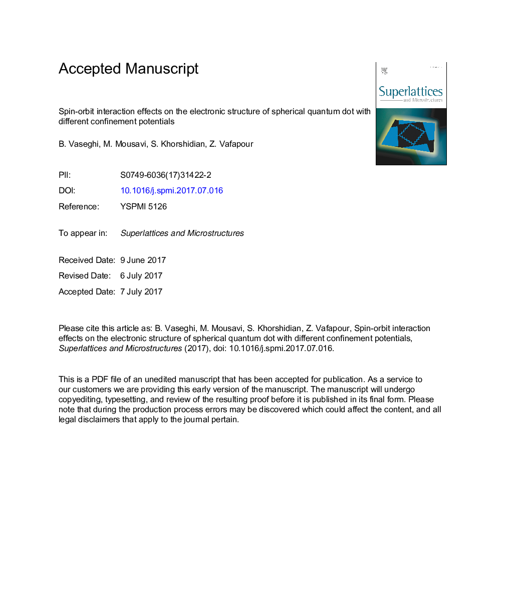 Spin-orbit interaction effects on the electronic structure of spherical quantum dot with different confinement potentials