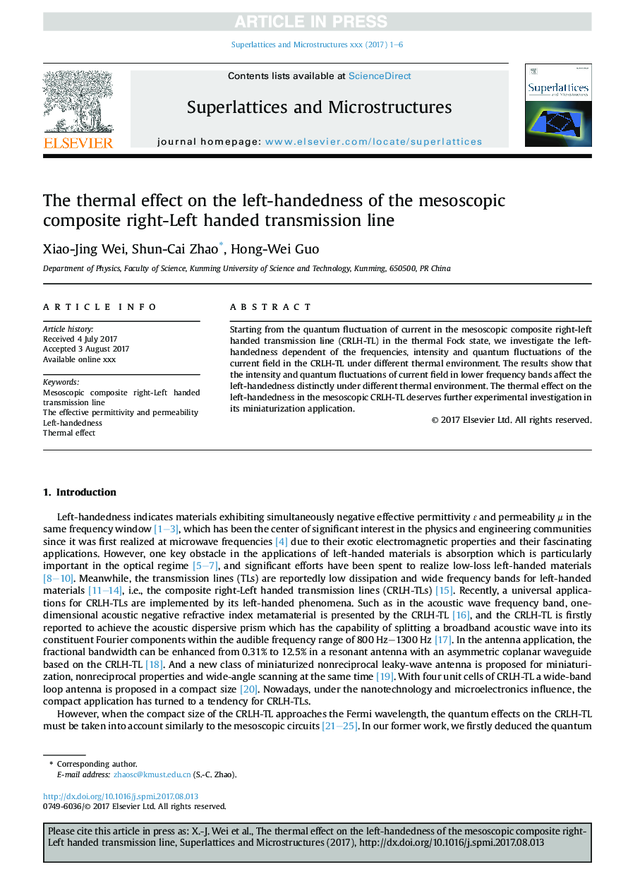 The thermal effect on the left-handedness of the mesoscopic composite right-Left handed transmission line