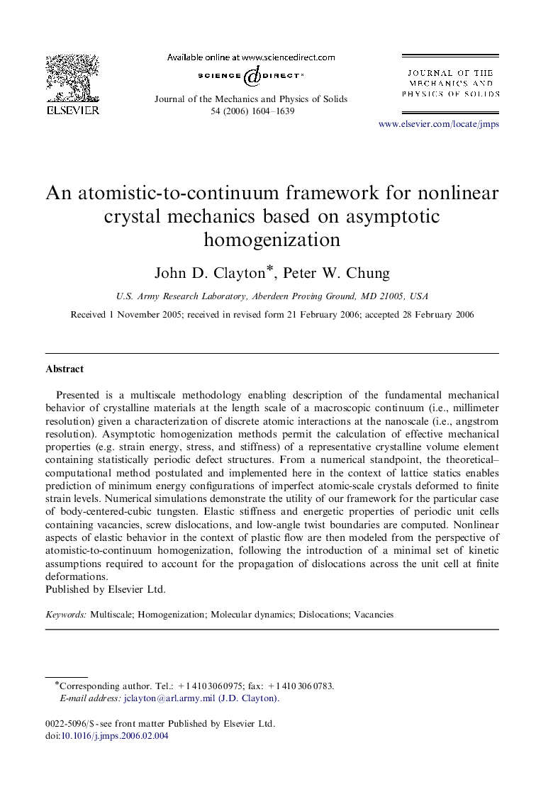 An atomistic-to-continuum framework for nonlinear crystal mechanics based on asymptotic homogenization