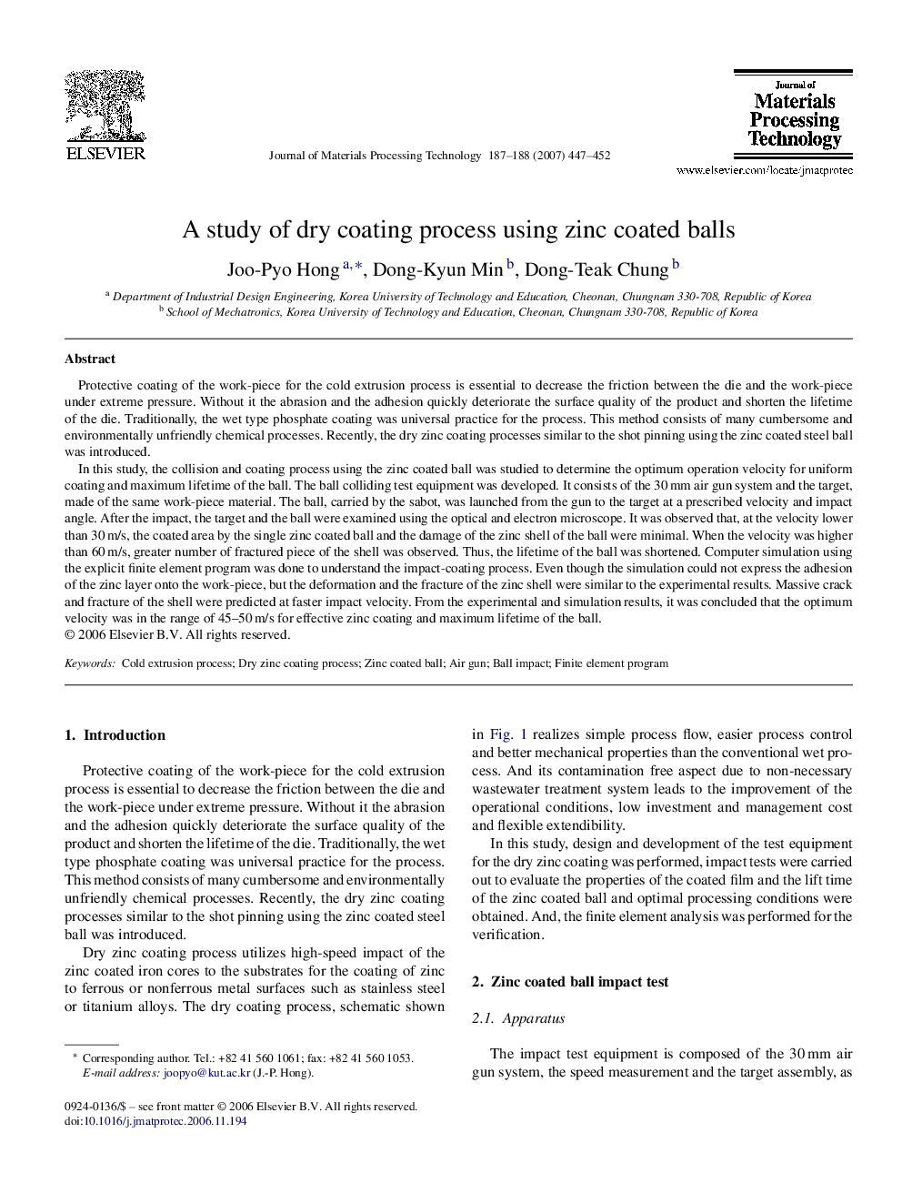 A study of dry coating process using zinc coated balls