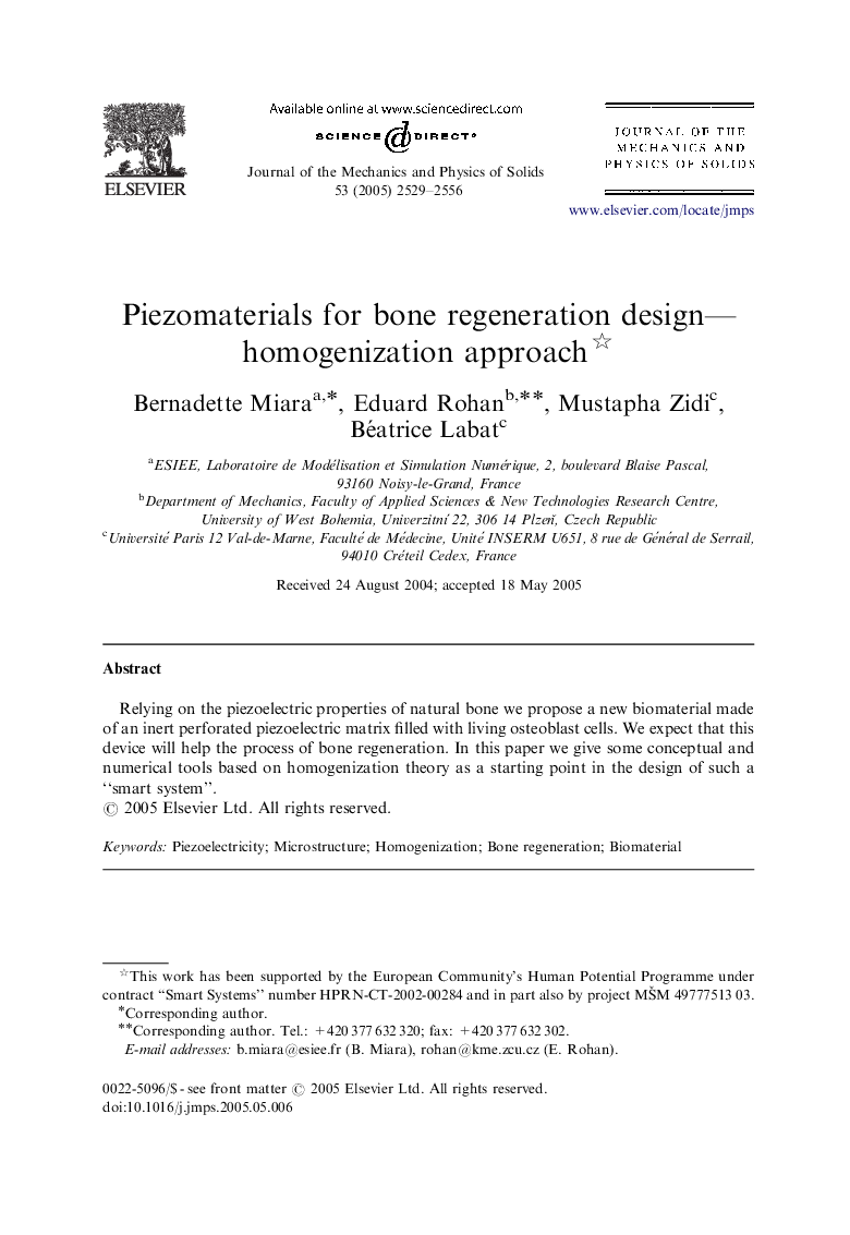 Piezomaterials for bone regeneration design—homogenization approach 