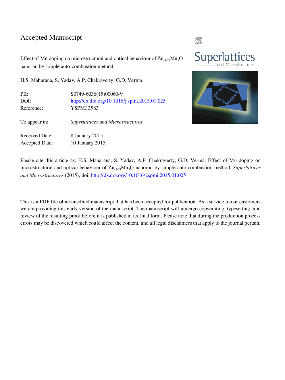 Effect of Mn doping on microstructural and optical behavior of Zn(1âx)MnxO nanorod by simple auto-combustion method