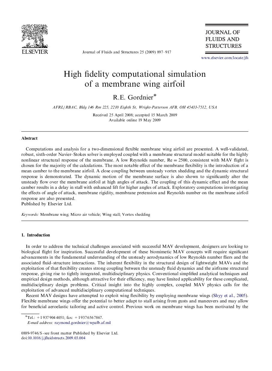 High fidelity computational simulation of a membrane wing airfoil