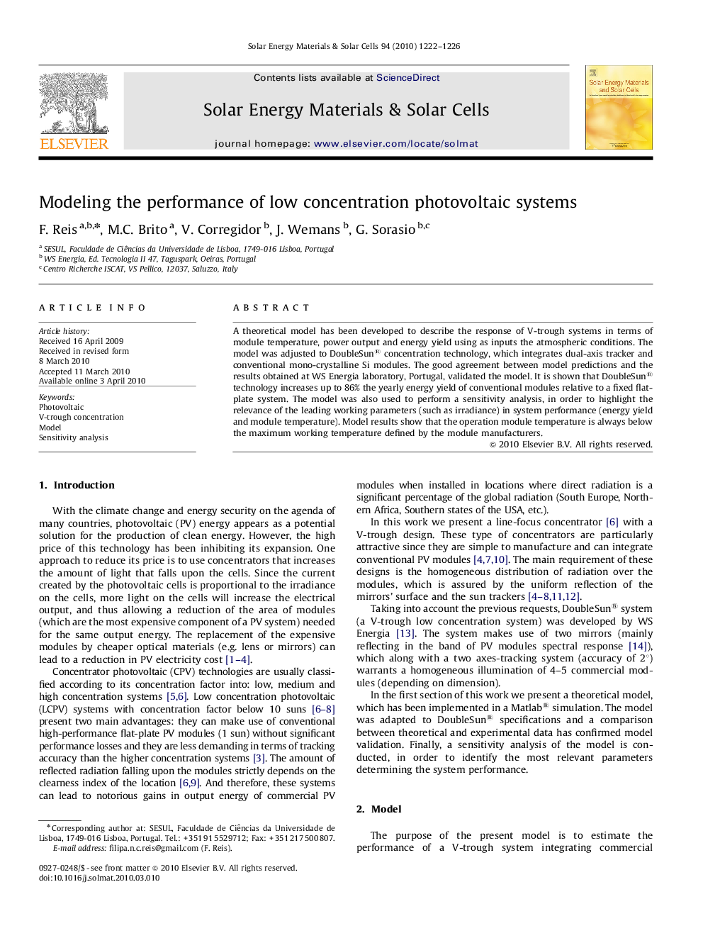 Modeling the performance of low concentration photovoltaic systems