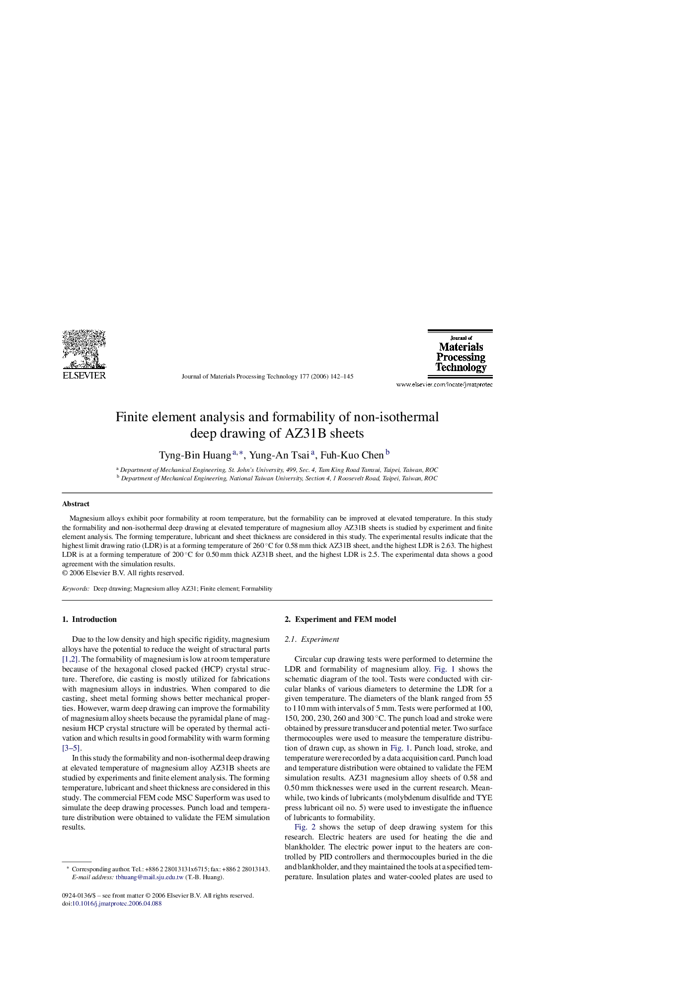 Finite element analysis and formability of non-isothermal deep drawing of AZ31B sheets