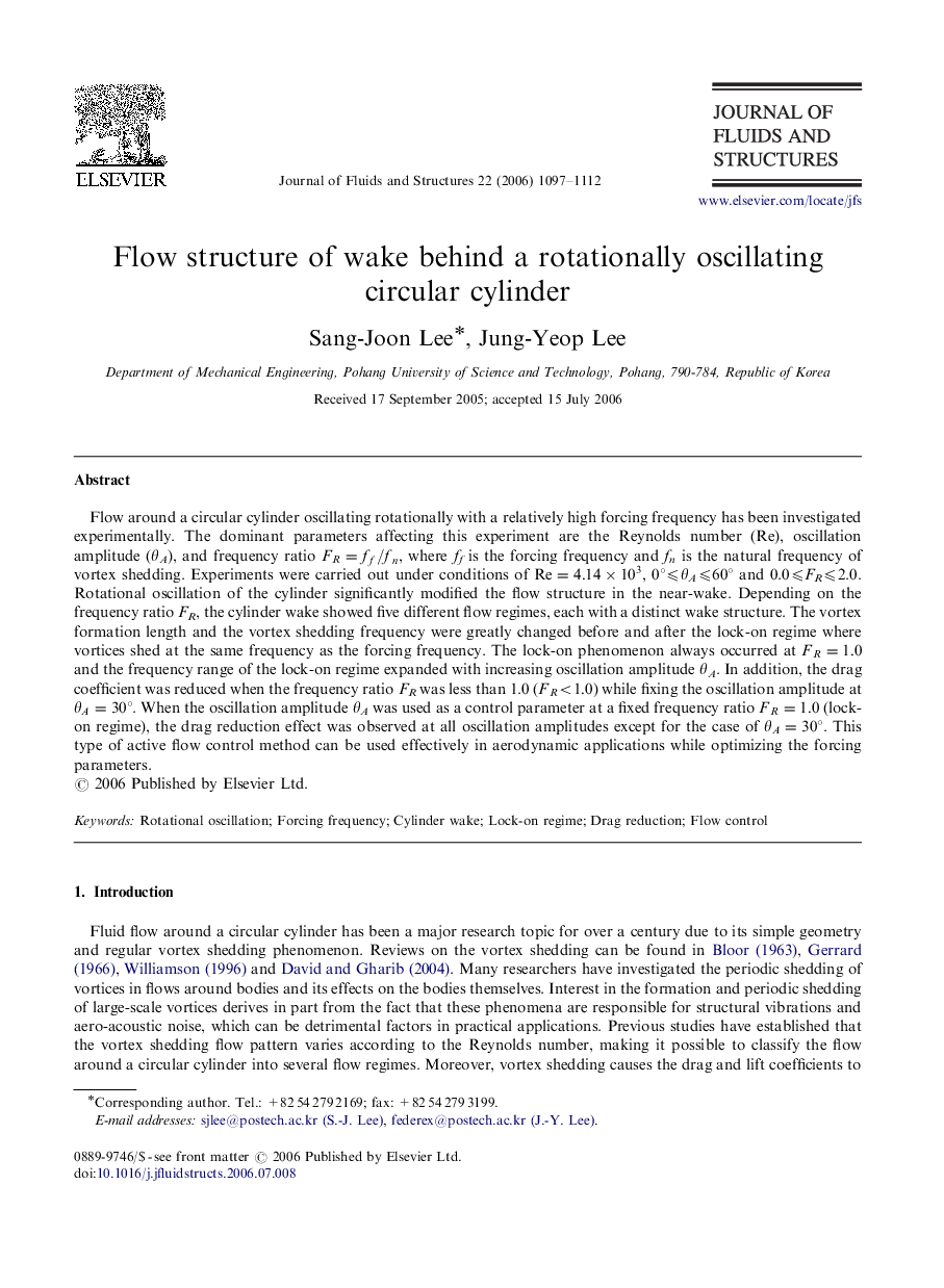 Flow structure of wake behind a rotationally oscillating circular cylinder