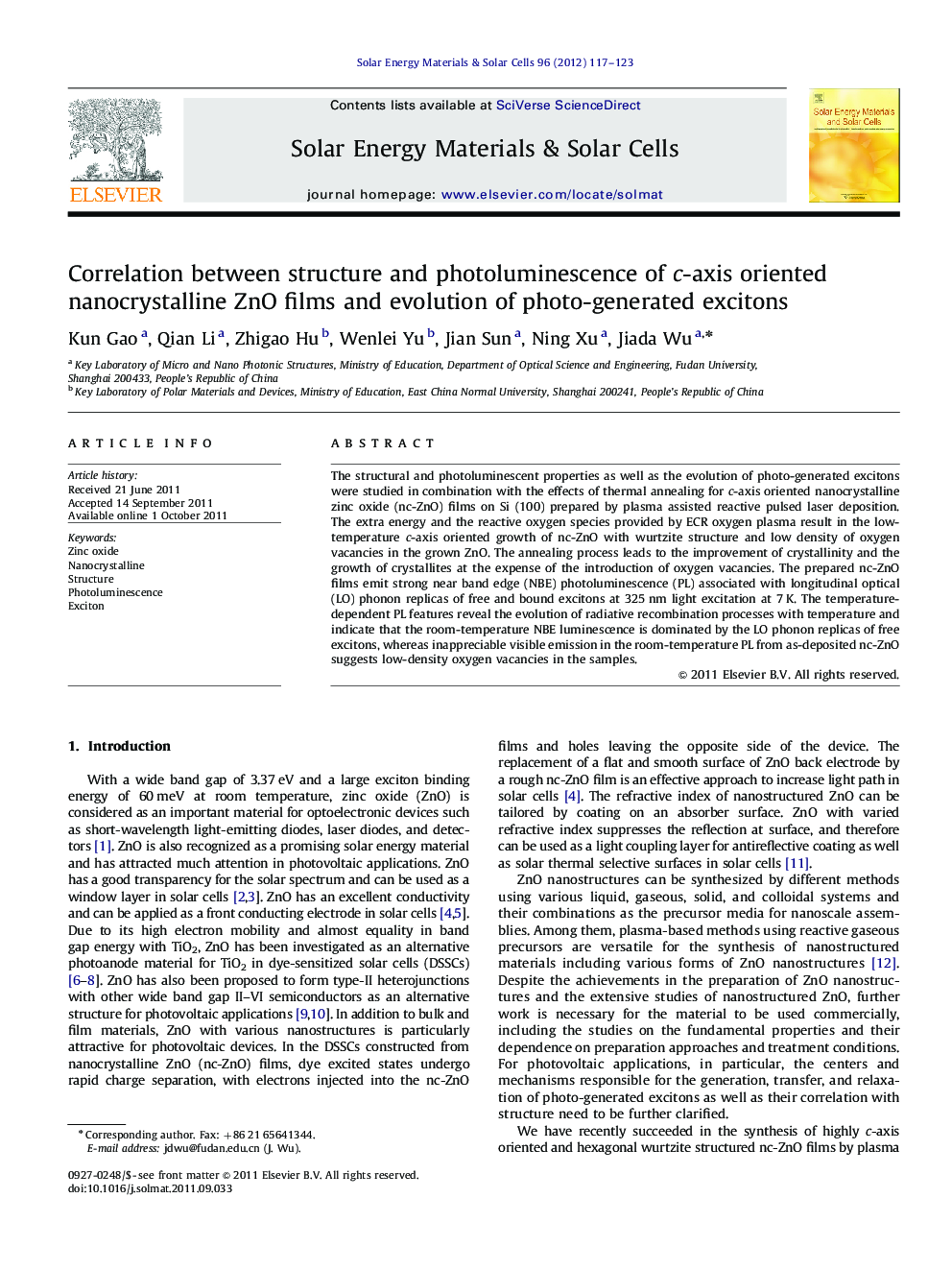 Correlation between structure and photoluminescence of c-axis oriented nanocrystalline ZnO films and evolution of photo-generated excitons