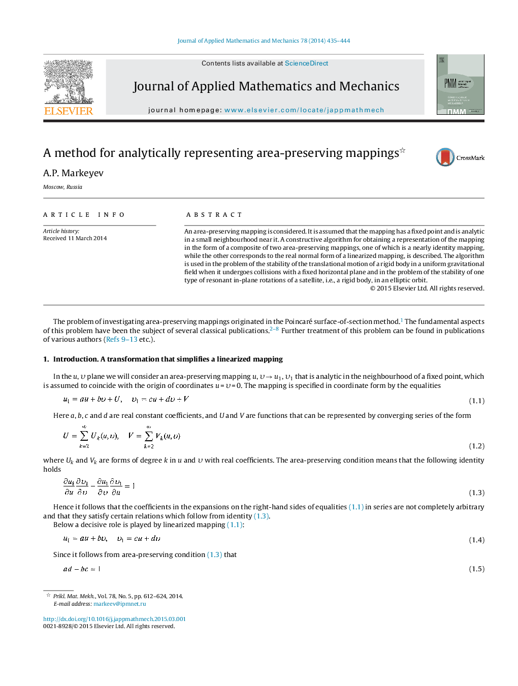 A method for analytically representing area-preserving mappings 