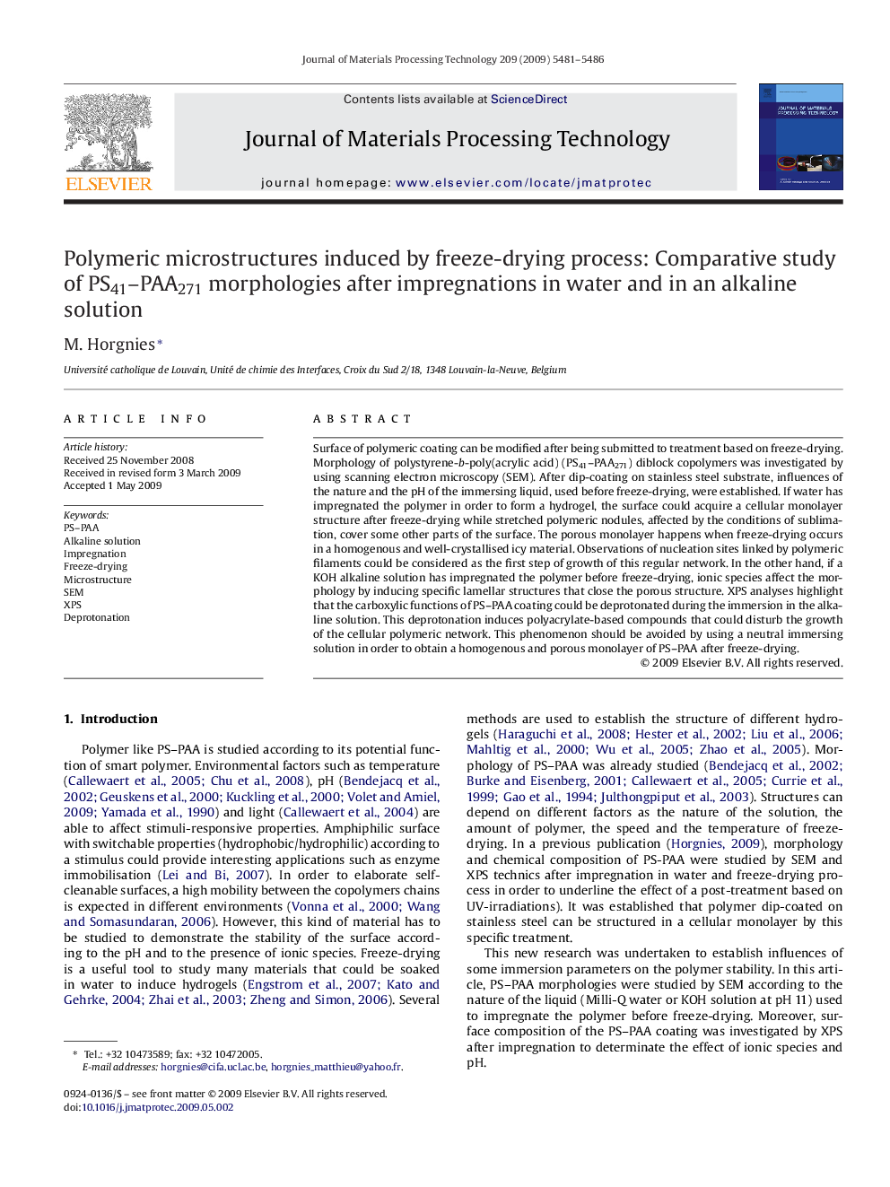 Polymeric microstructures induced by freeze-drying process: Comparative study of PS41–PAA271 morphologies after impregnations in water and in an alkaline solution