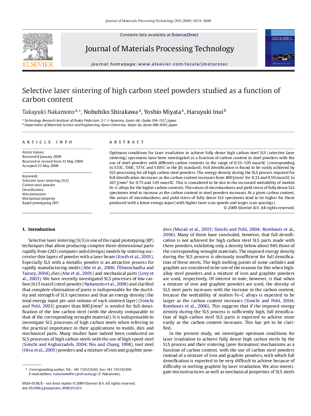 Selective laser sintering of high carbon steel powders studied as a function of carbon content