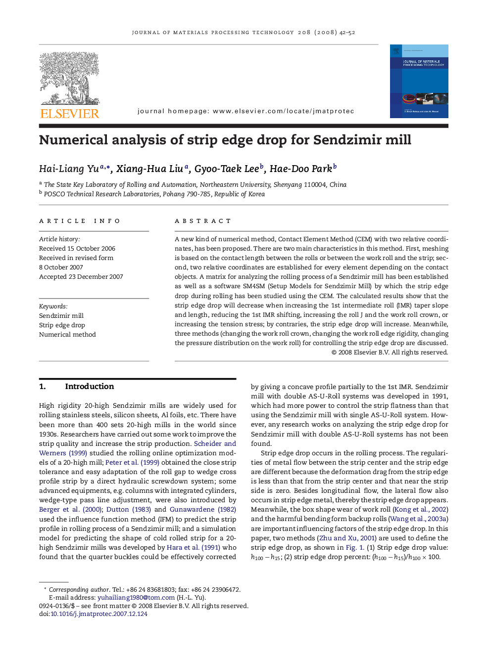 Numerical analysis of strip edge drop for Sendzimir mill