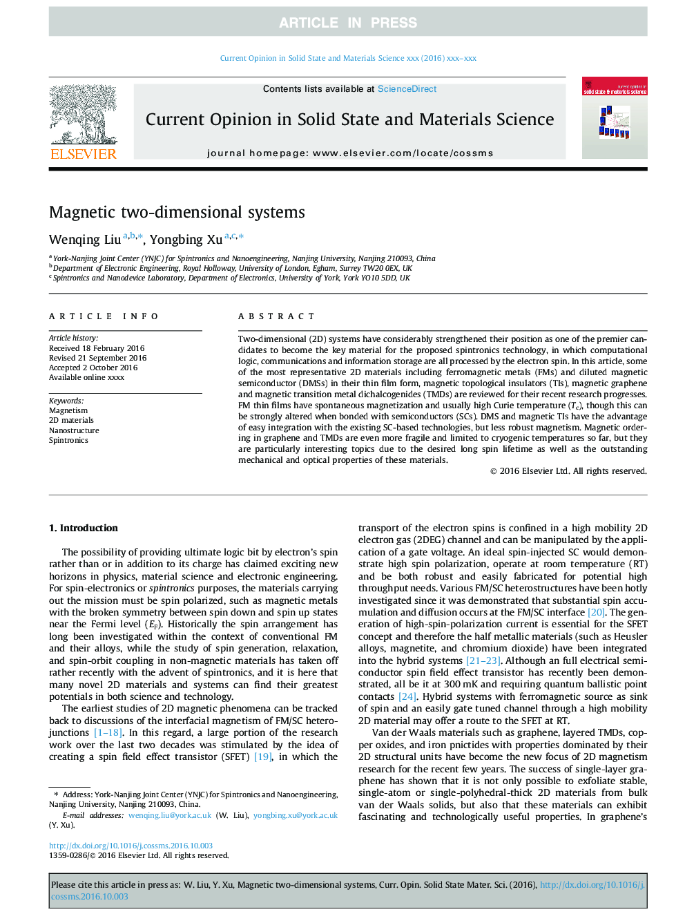 Magnetic two-dimensional systems