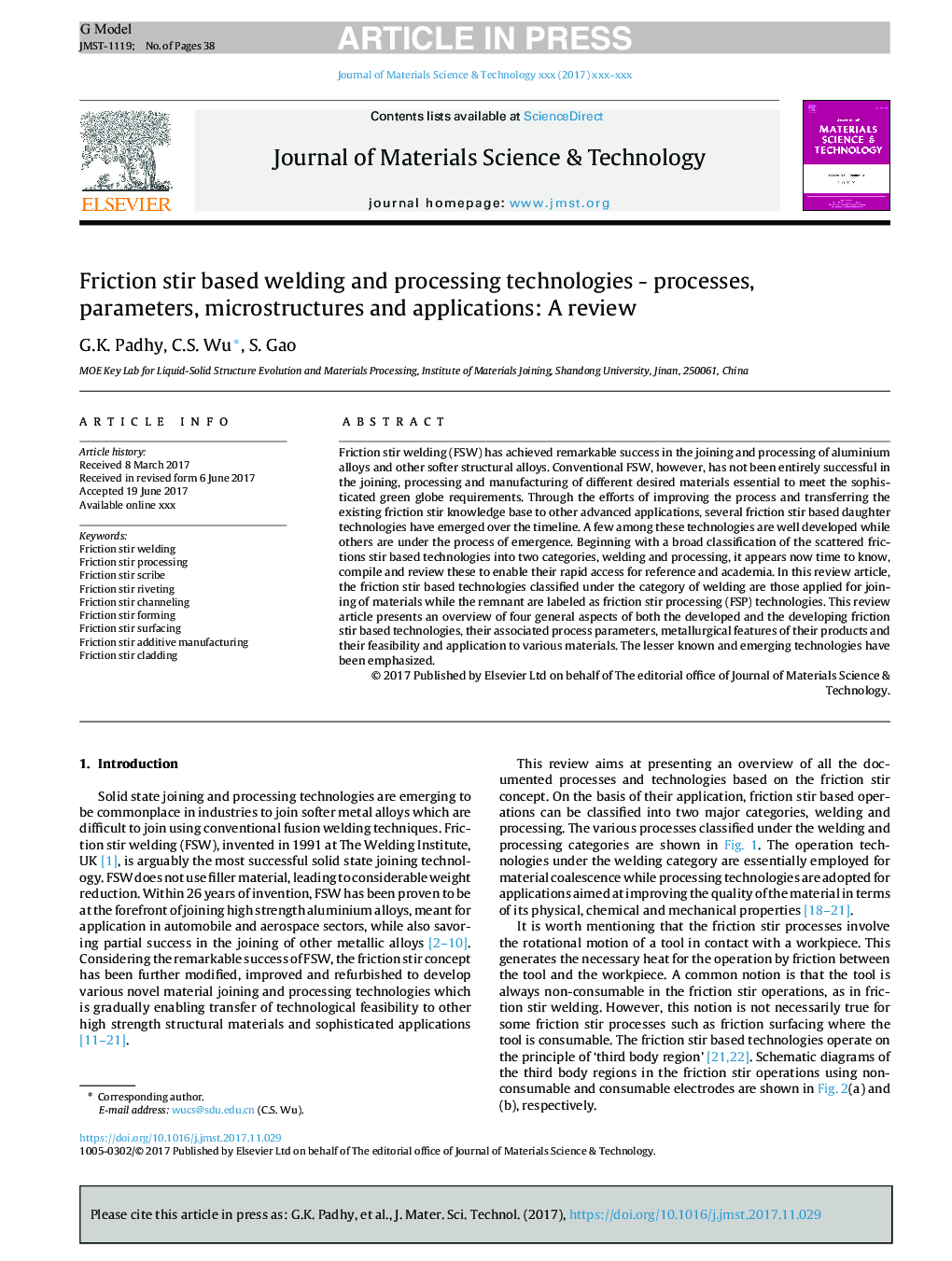 Friction stir based welding and processing technologies - processes, parameters, microstructures and applications: A review