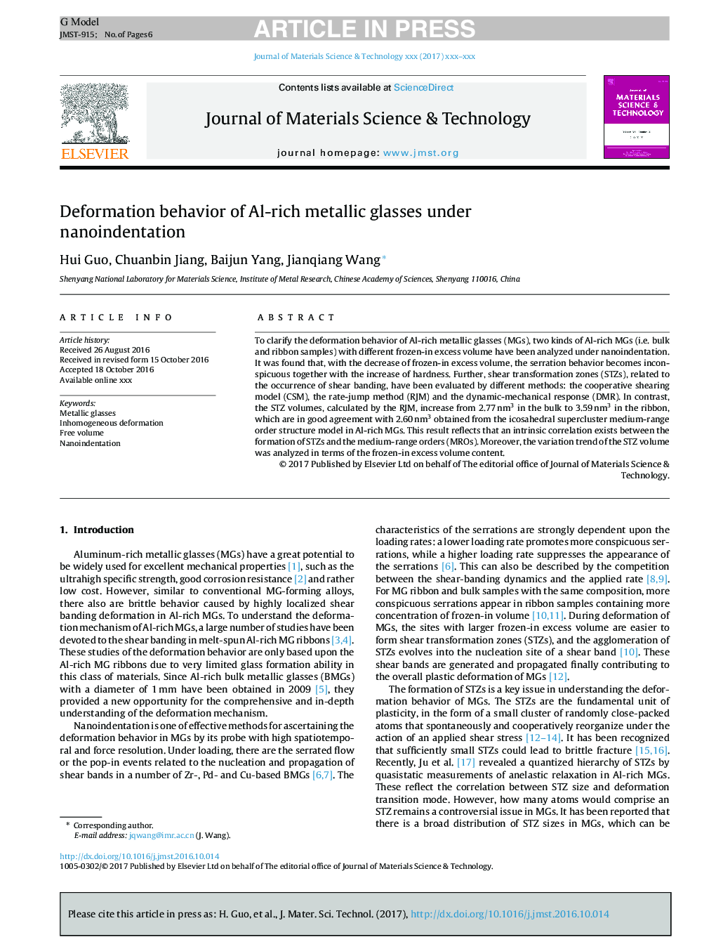 Deformation behavior of Al-rich metallic glasses under nanoindentation