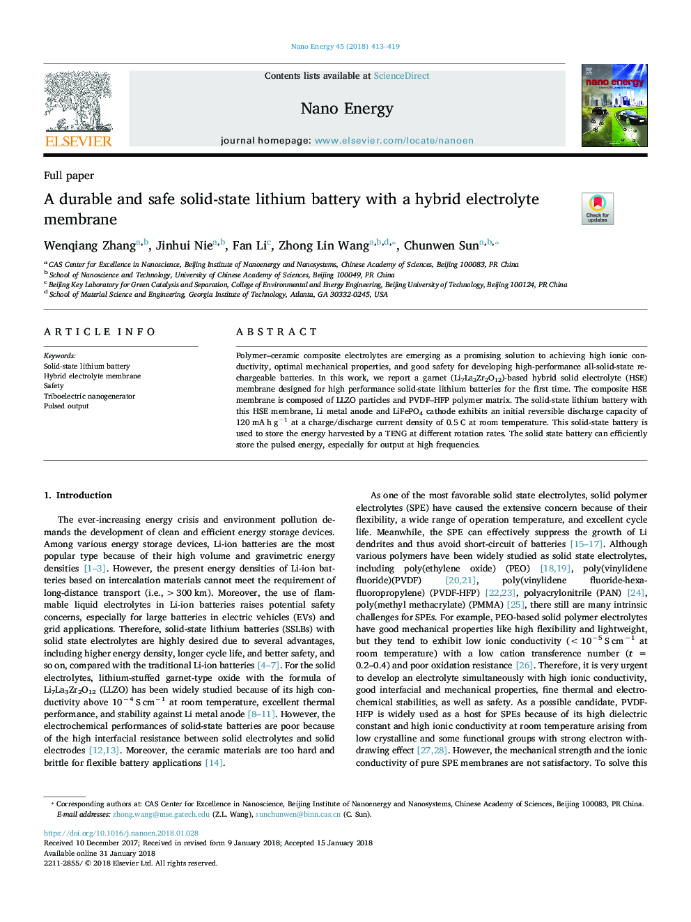 A durable and safe solid-state lithium battery with a hybrid electrolyte membrane