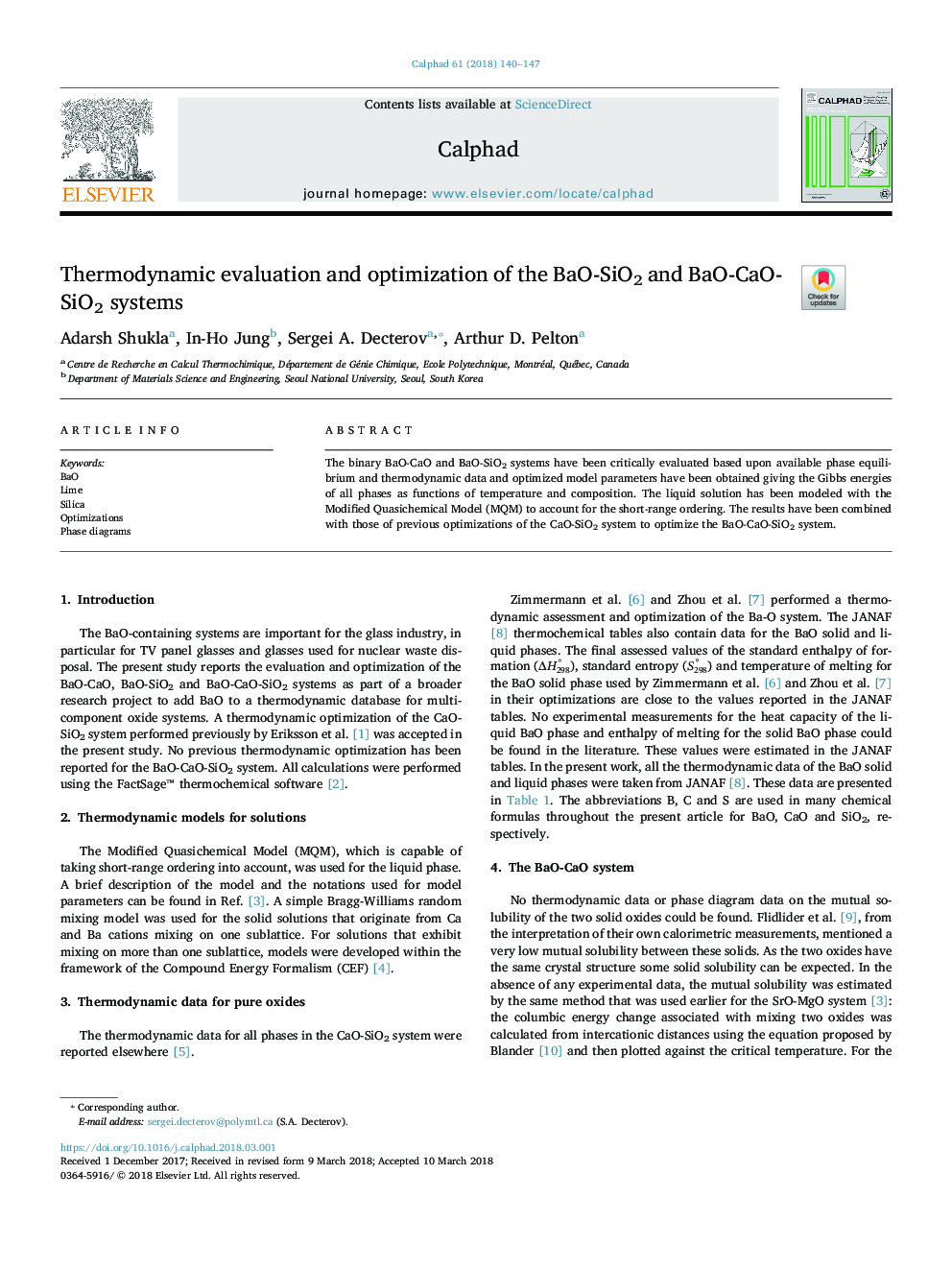 Thermodynamic evaluation and optimization of the BaO-SiO2 and BaO-CaO-SiO2 systems