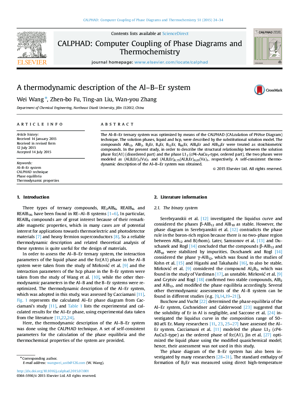 A thermodynamic description of the Al-B-Er system