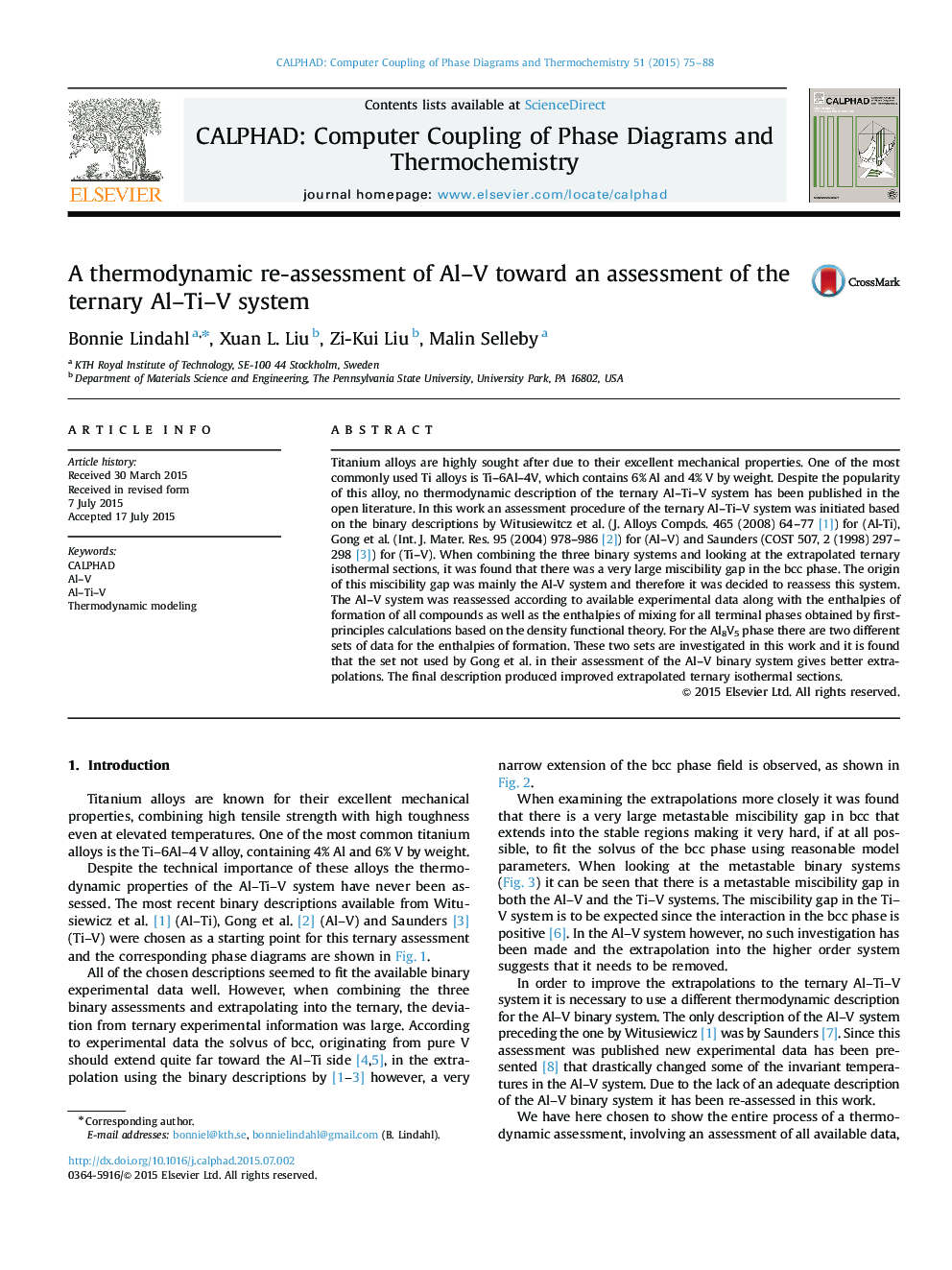 A thermodynamic re-assessment of Al-V toward an assessment of the ternary Al-Ti-V system