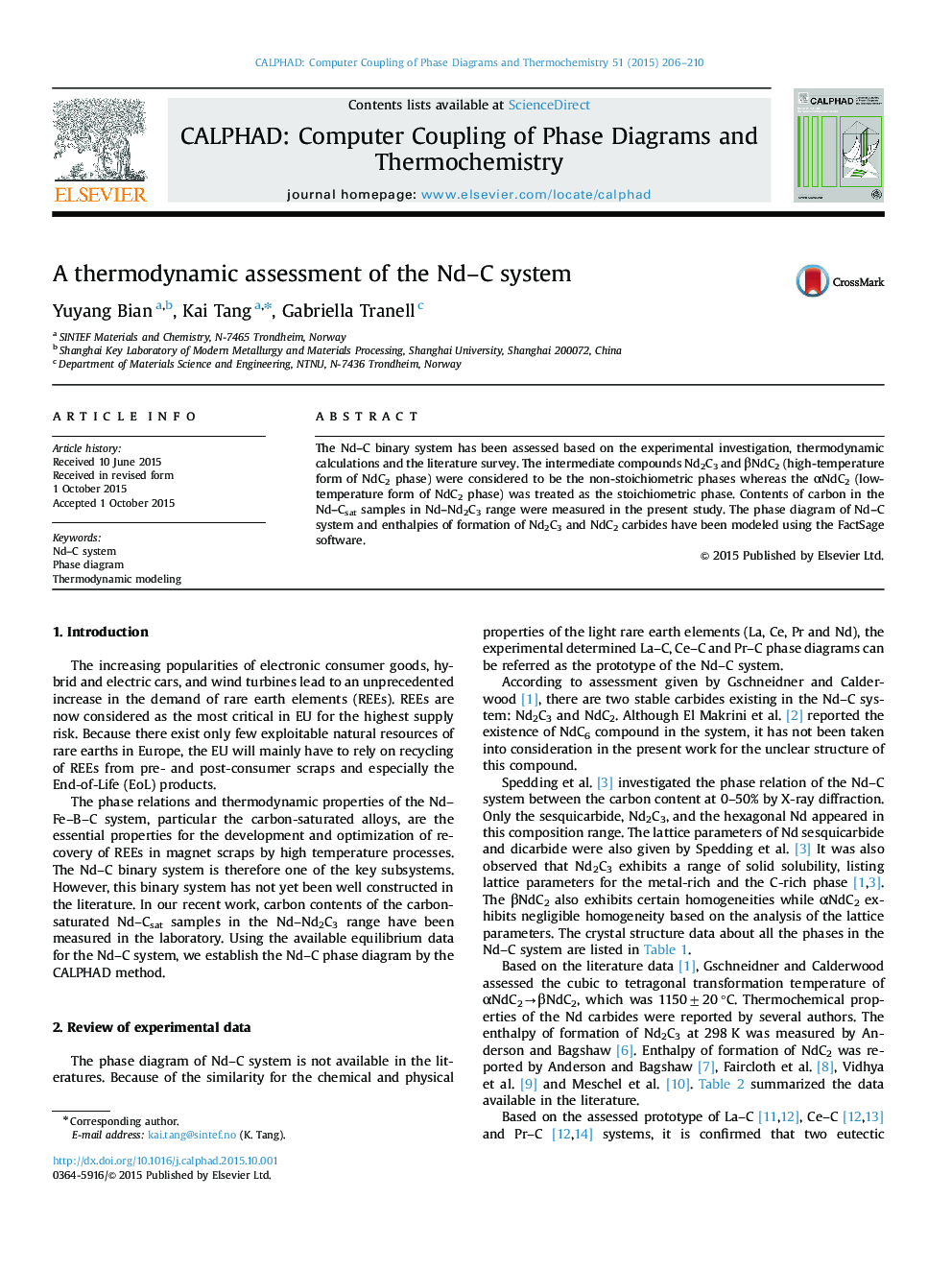 A thermodynamic assessment of the Nd-C system