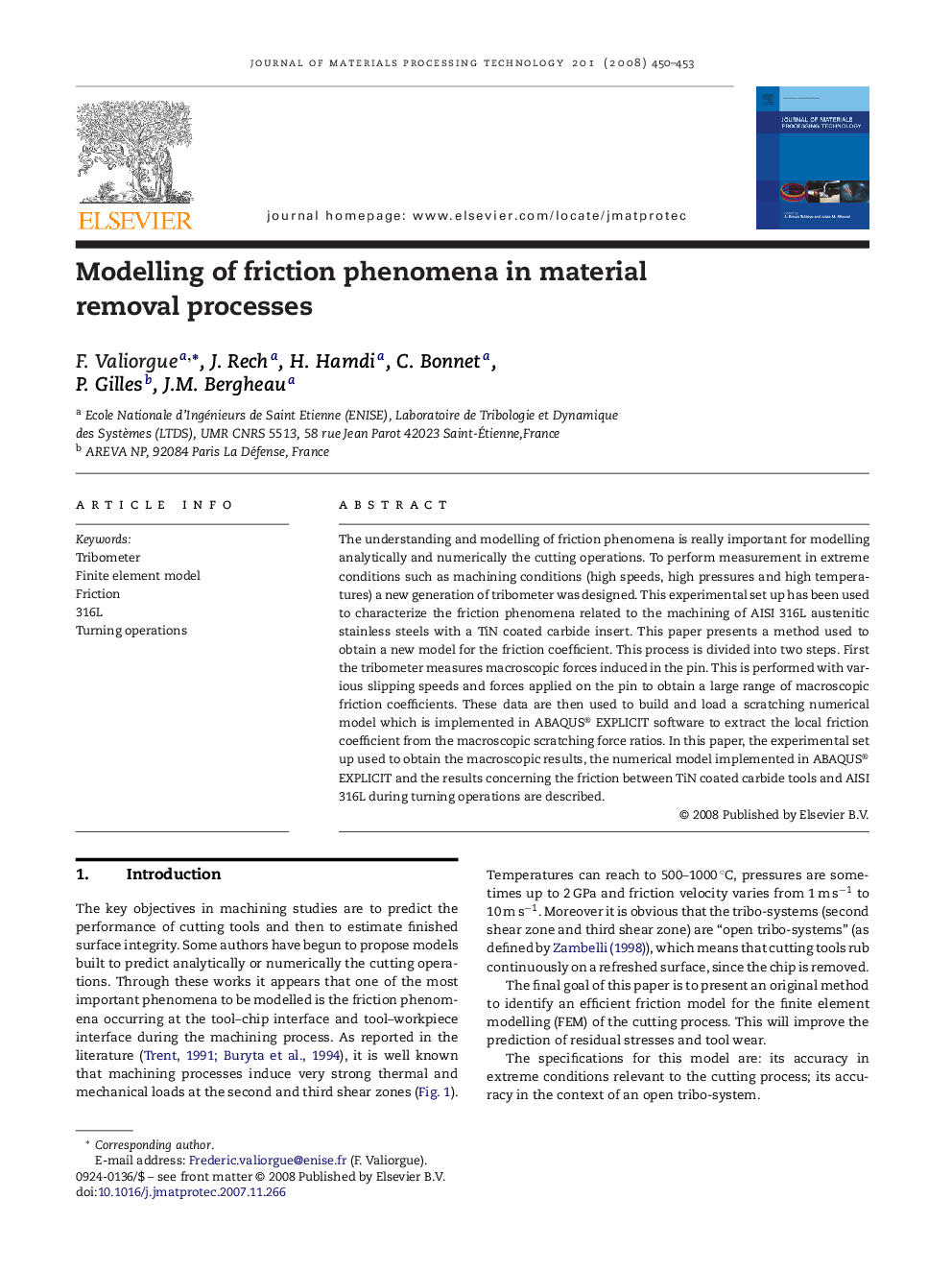 Modelling of friction phenomena in material removal processes