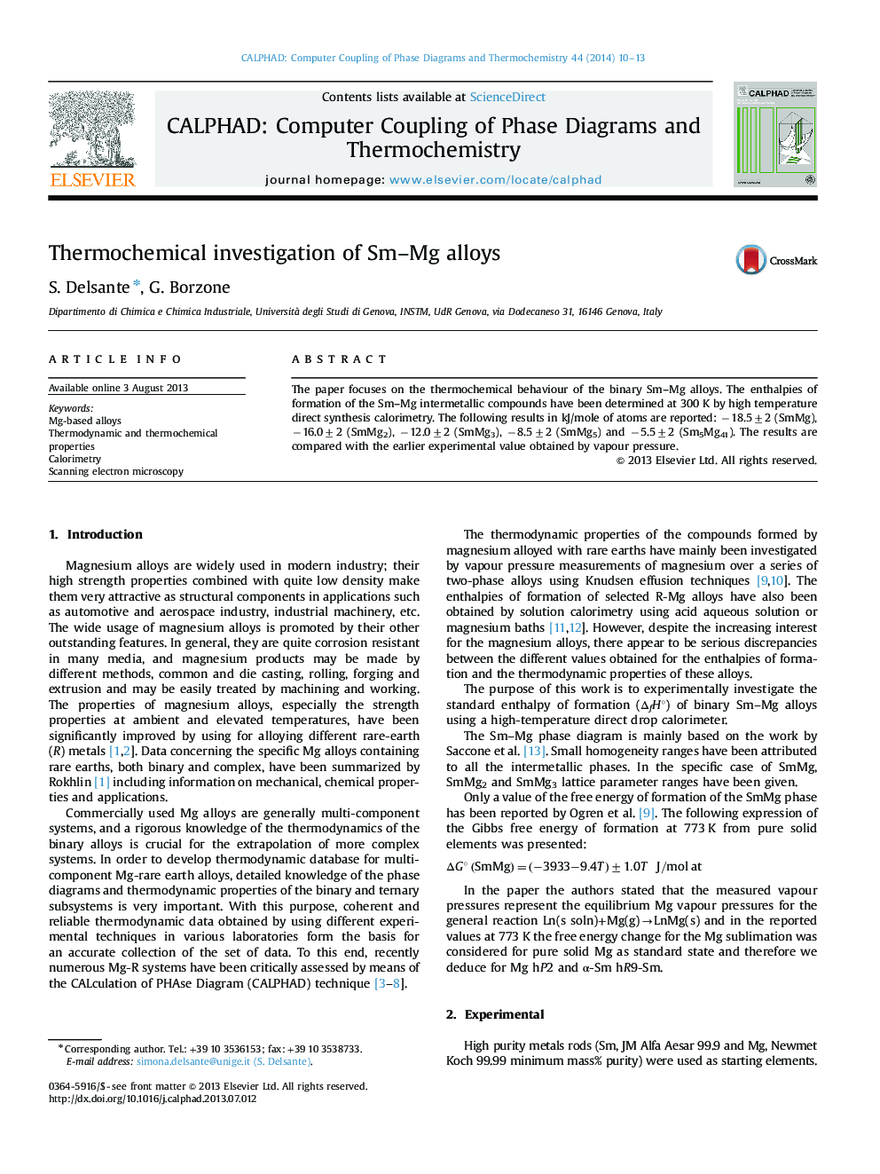 Thermochemical investigation of Sm-Mg alloys