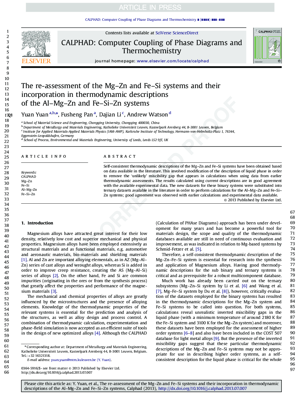 The re-assessment of the Mg-Zn and Fe-Si systems and their incorporation in thermodynamic descriptions of the Al-Mg-Zn and Fe-Si-Zn systems