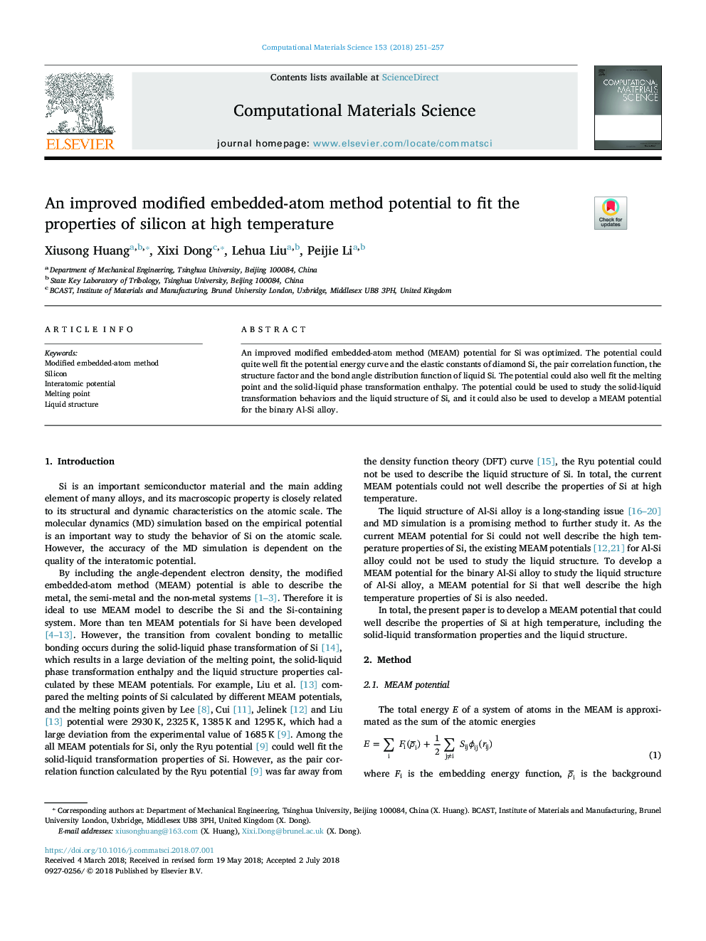 An improved modified embedded-atom method potential to fit the properties of silicon at high temperature