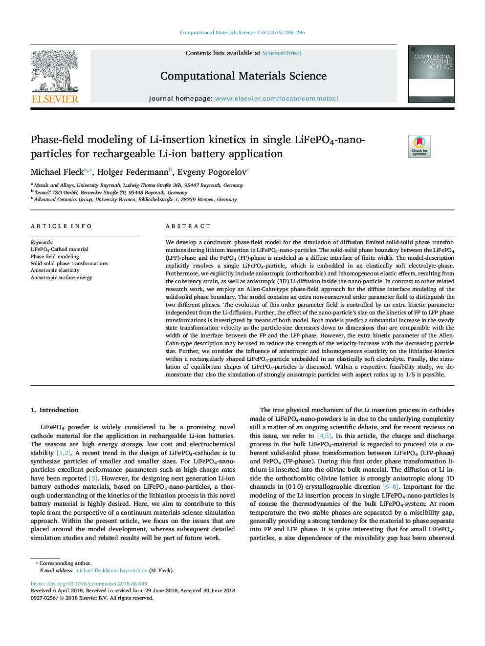 Phase-field modeling of Li-insertion kinetics in single LiFePO4-nano-particles for rechargeable Li-ion battery application