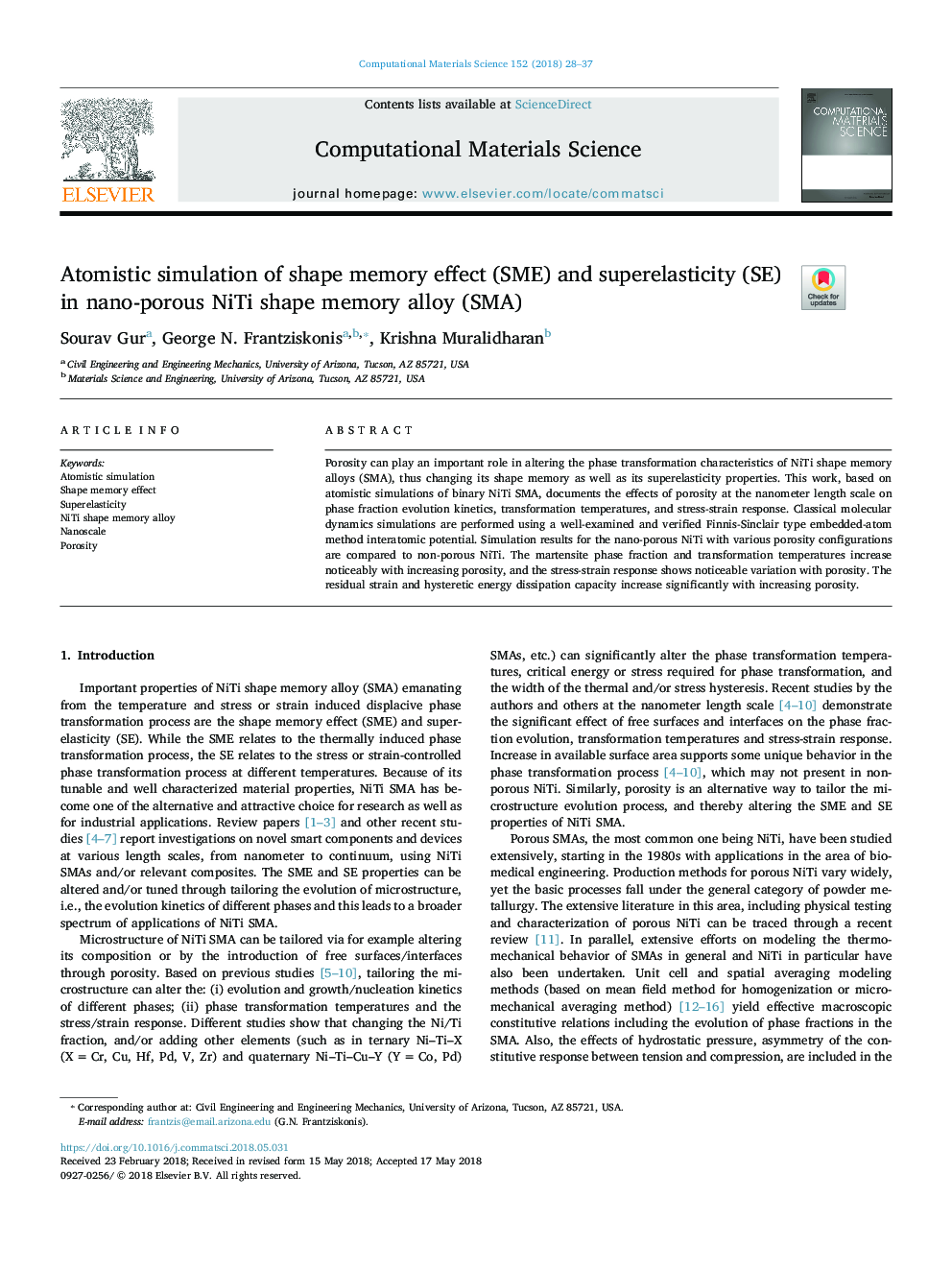 Atomistic simulation of shape memory effect (SME) and superelasticity (SE) in nano-porous NiTi shape memory alloy (SMA)