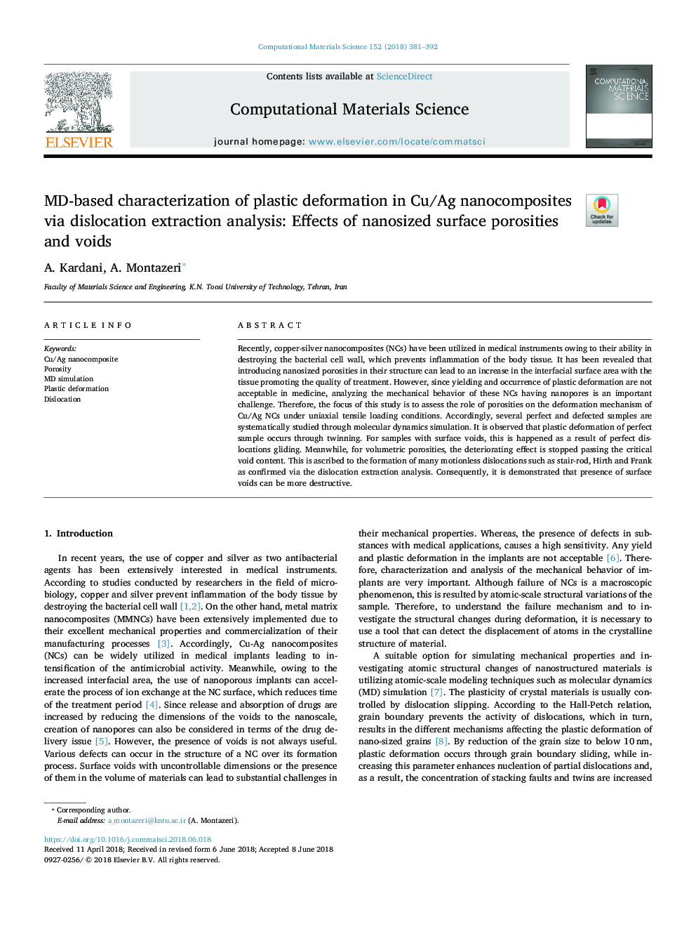 MD-based characterization of plastic deformation in Cu/Ag nanocomposites via dislocation extraction analysis: Effects of nanosized surface porosities and voids