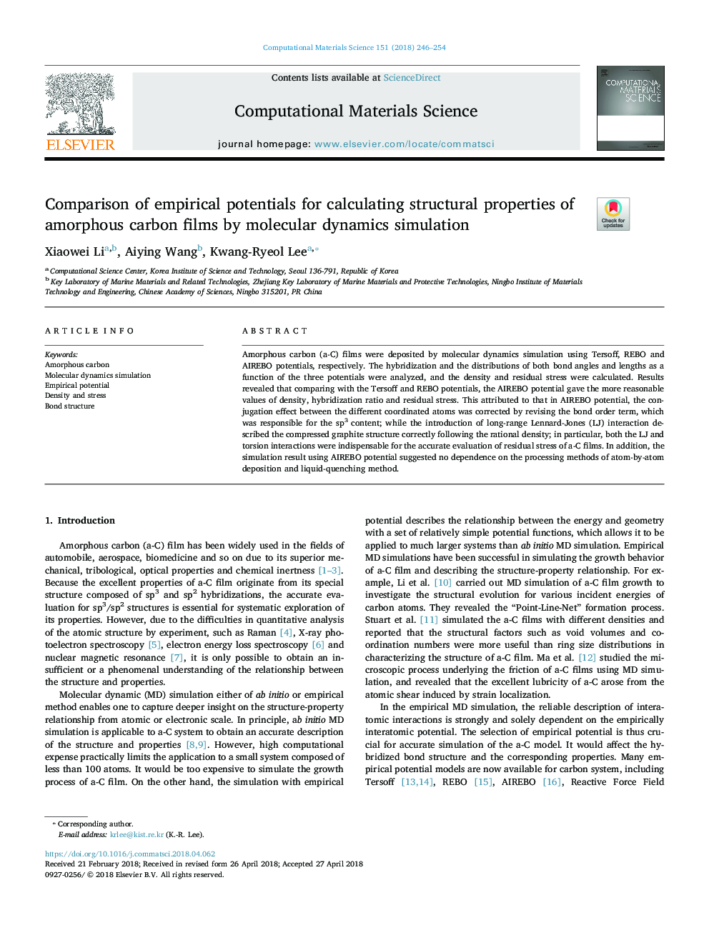 Comparison of empirical potentials for calculating structural properties of amorphous carbon films by molecular dynamics simulation