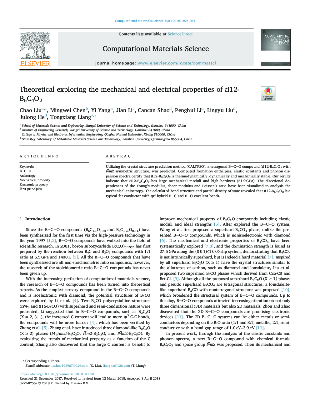 Theoretical exploring the mechanical and electrical properties of tI12-B6C4O2