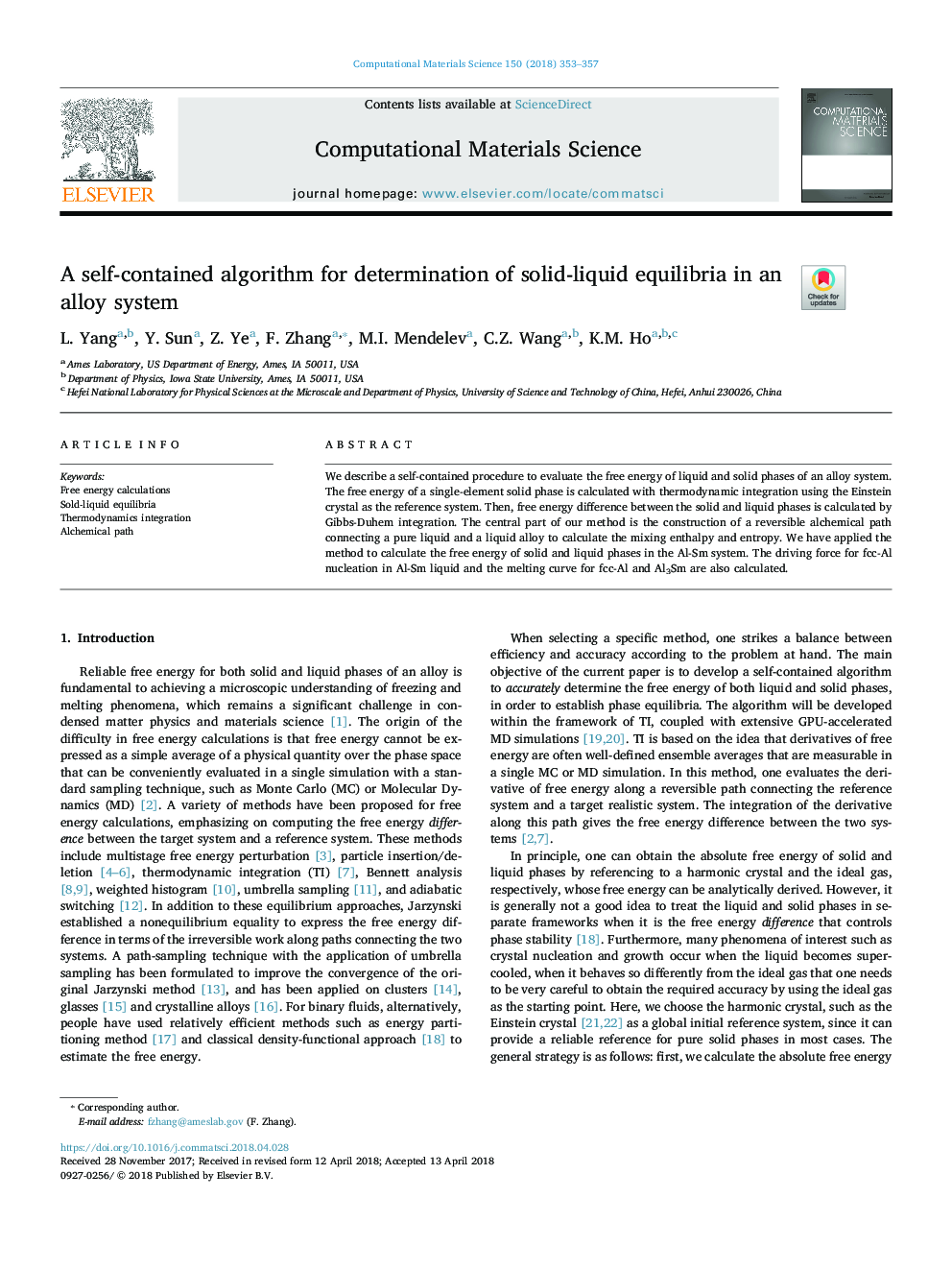 A self-contained algorithm for determination of solid-liquid equilibria in an alloy system