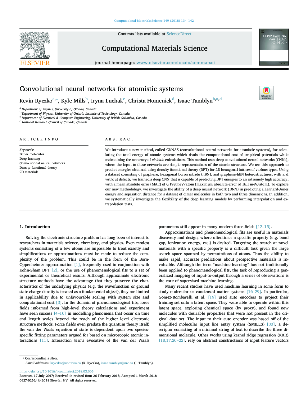 Convolutional neural networks for atomistic systems