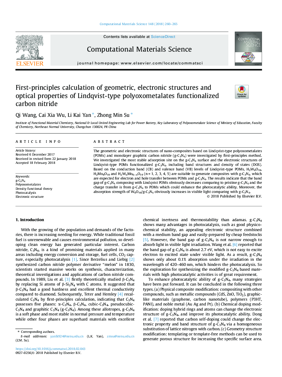 First-principles calculation of geometric, electronic structures and optical properties of Lindqvist-type polyoxometalates functionalized carbon nitride