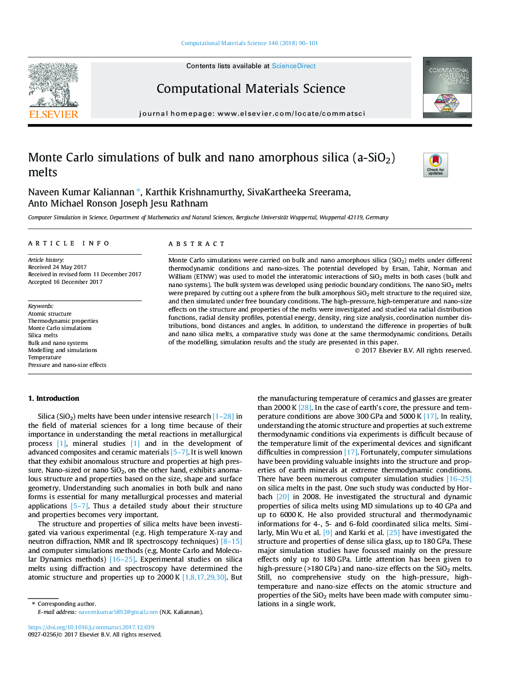 Monte Carlo simulations of bulk and nano amorphous silica (a-SiO2) melts