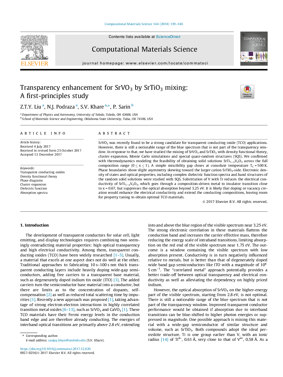 Transparency enhancement for SrVO3 by SrTiO3 mixing: A first-principles study