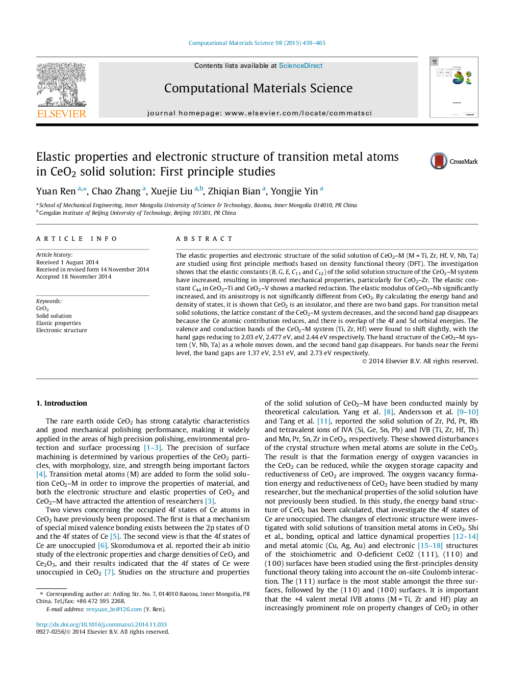 Elastic properties and electronic structure of transition metal atoms in CeO2 solid solution: First principle studies