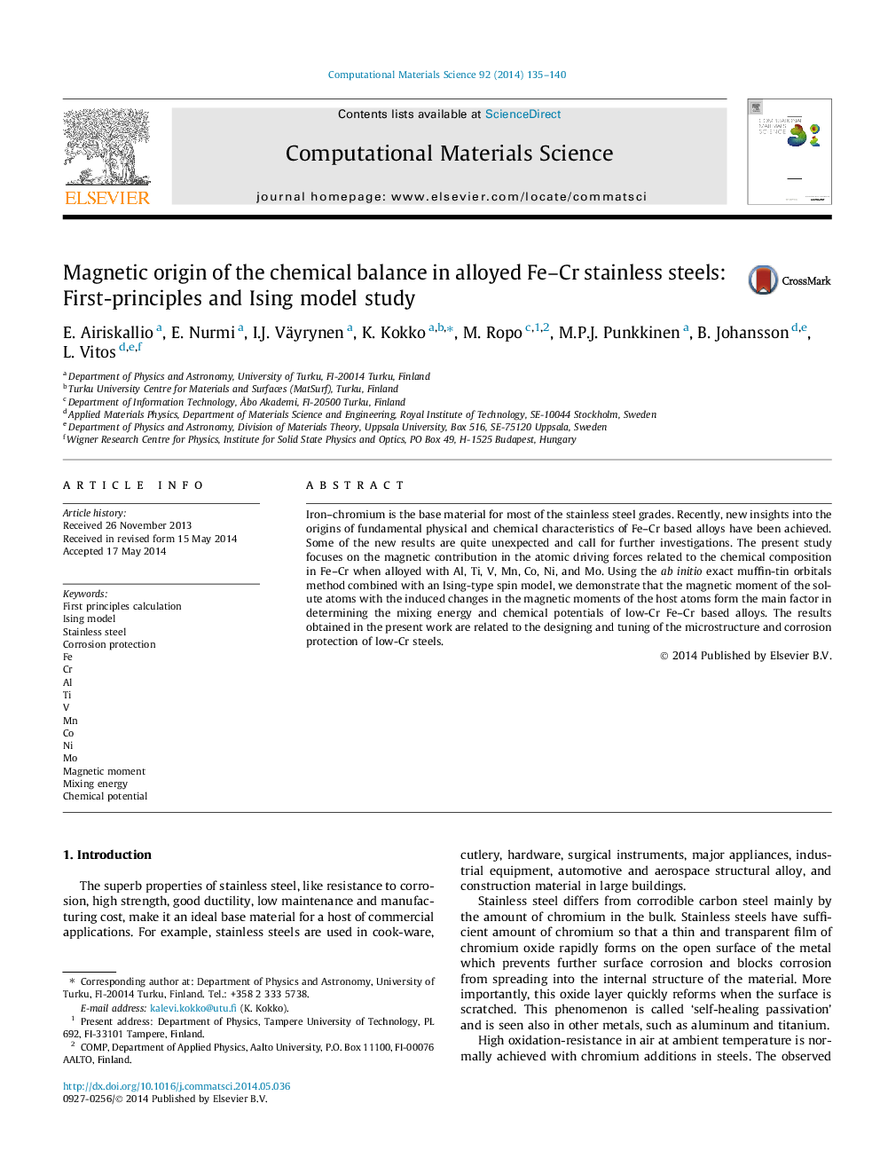 Magnetic origin of the chemical balance in alloyed Fe-Cr stainless steels: First-principles and Ising model study