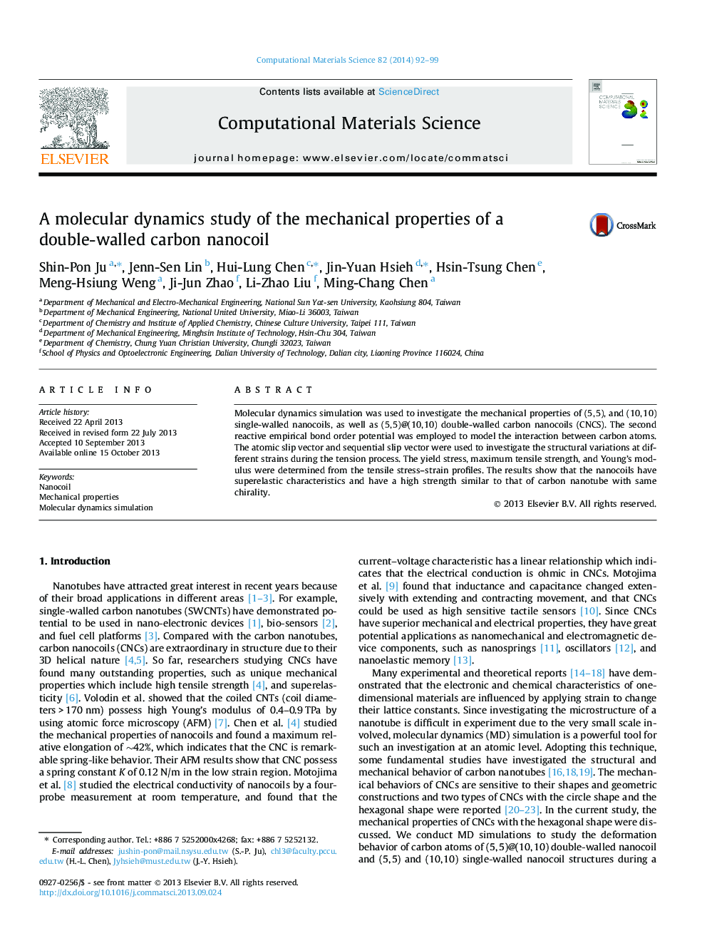 A molecular dynamics study of the mechanical properties of a double-walled carbon nanocoil